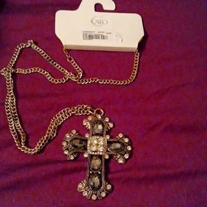 Cato,large 18-inch,black & diamond Custom Cross Necklace ✨️